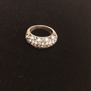 Lia Sophia Matte Silver Ring with Blue Rhinestones